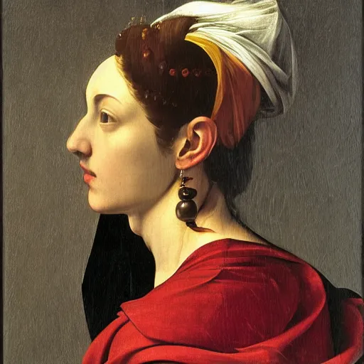 Image similar to photo of young woman by caravaggio