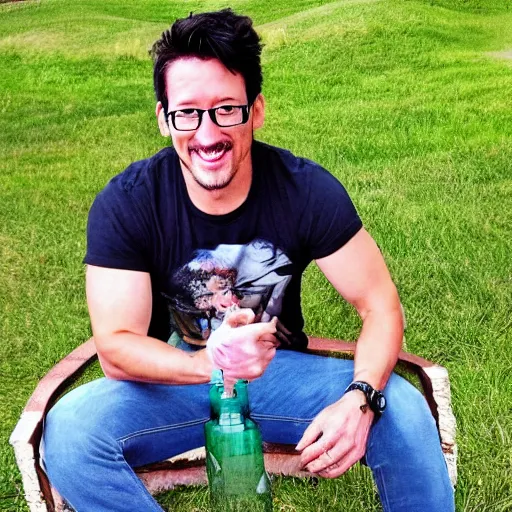 Prompt: Markiplier inside of a jar