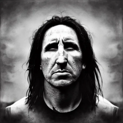 Image similar to portrait of trent reznor with long hair as a zombie by lee jeffries, award winning, sony a 7 r