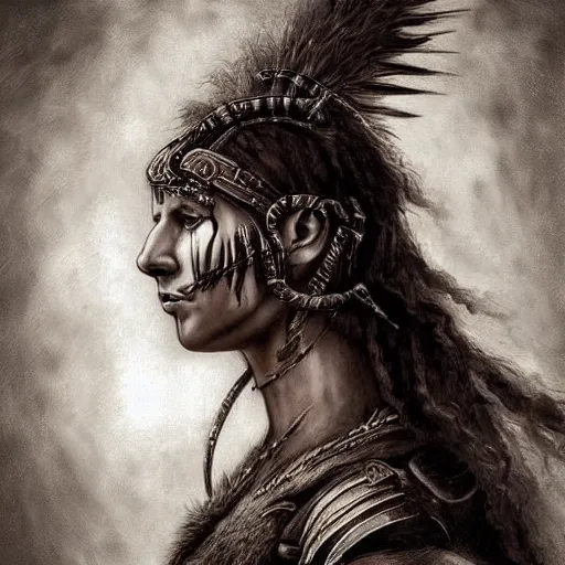 Prompt: beautiful warrior, portrait, highly detailed