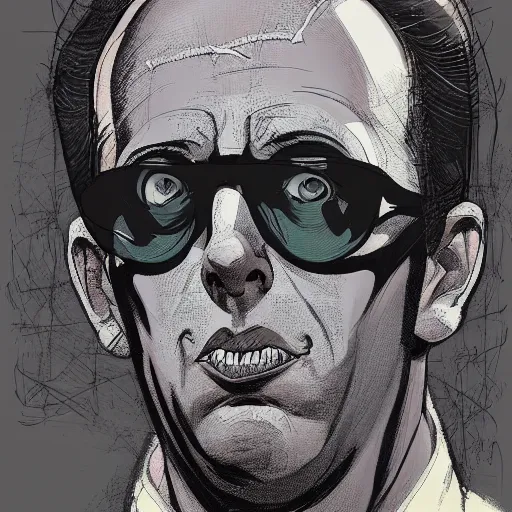 Image similar to a study of cell shaded portrait of jerry seinfeld concept art, llustration, post grunge, concept art by josan gonzales and wlop, by james jean, Victo ngai, David Rubín, Mike Mignola, Laurie Greasley, highly detailed, sharp focus, alien, Trending on Artstation, HQ, deviantart, art by artgem