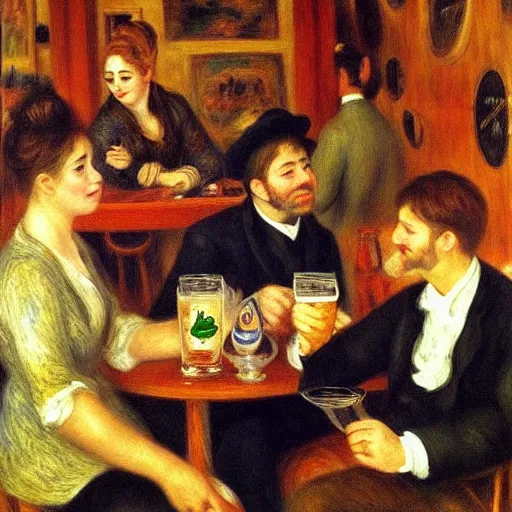 Image similar to having some beers in brewery by pierre - auguste renoir