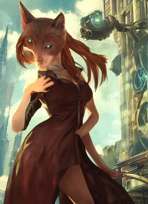 Prompt: detailed still of holo from spice and wolf in bioshock infinite, wolfgirl, wolf ears, digital art, by charlie bowater, by magali villeneuve, gorgeous lighting, unreal engine, movie composition