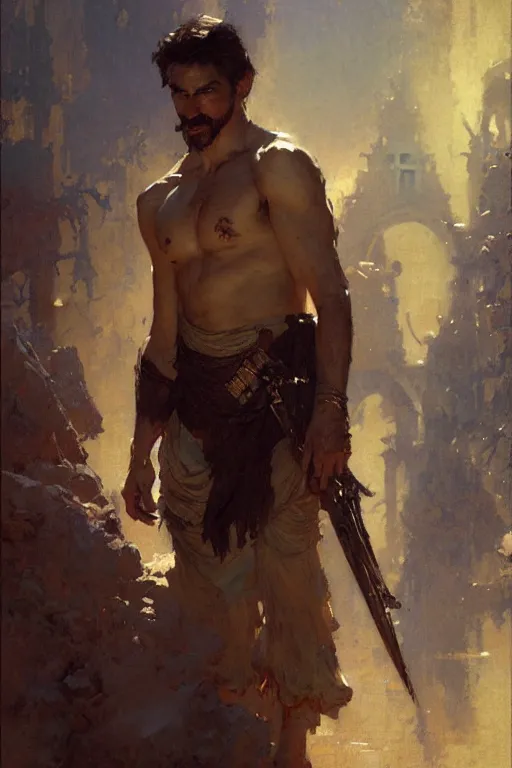 Image similar to attractive man, dnd, painting by gaston bussiere, craig mullins, greg rutkowski, yoji shinkawa