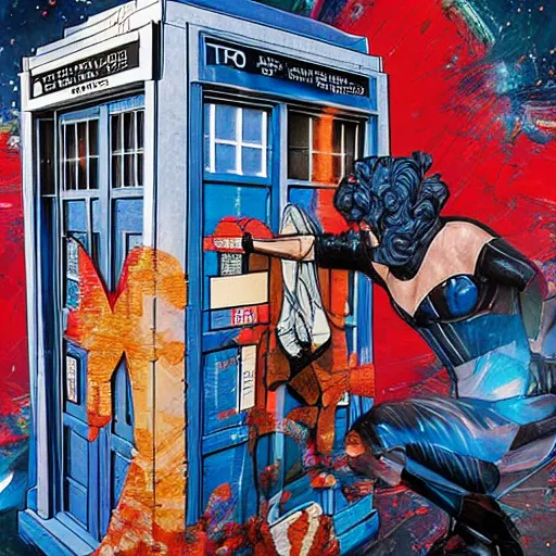 Image similar to sculpture of the TARDIS , by MARVEL comics and Sandra Chevrier, 8k