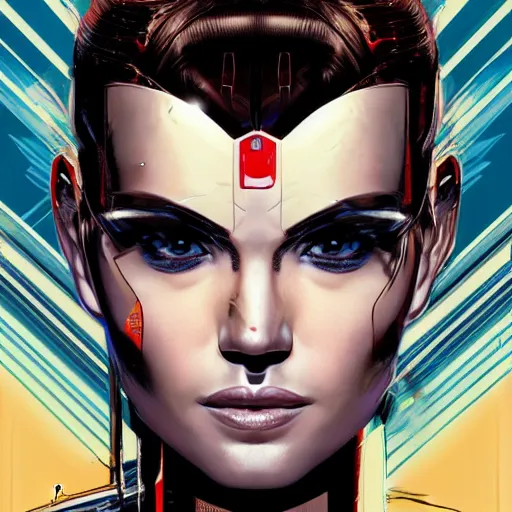 Image similar to portrait of a female android, by MARVEL comics and Sandra Chevrier, 8k