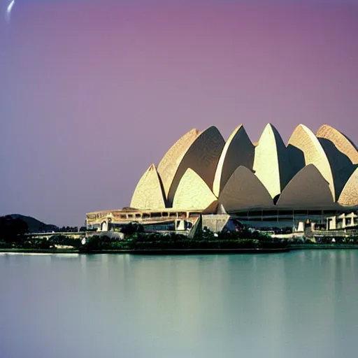 Prompt: futuristic gold and white marble lotus temple, by buckminster fuller and syd mead, intricate contemporary architecture, photo journalism, photography, cinematic, national geographic photoshoot