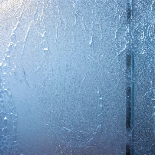 Image similar to a beautiful closeup photo of a frost patterns on a window as a painting of a sheep, hyper realistic, hyper detailed, octane render, raytracing, frost on a window