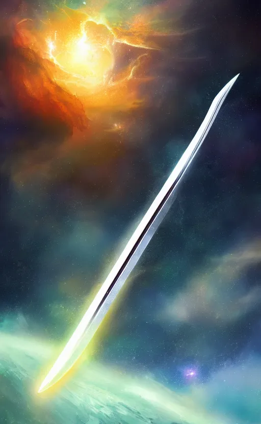 Image similar to Sword of galaxy, digital art high quality