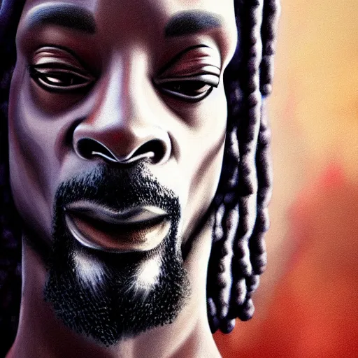 Image similar to colossal god snoop dog is smoking the clouds, highly detailed, digital painting, artstation, octane render, matte, sharp focus, impressionist painting