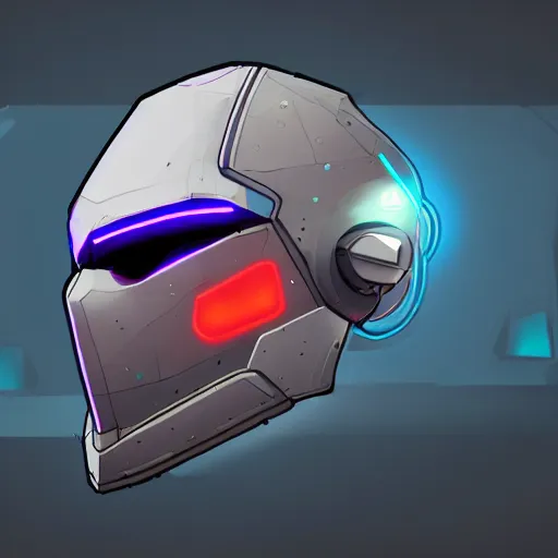 Image similar to cyberpunk helmet in the shape of a bird with stickers, a beak, glowing leds, no reflections, concept art, artstation, high details, stickers