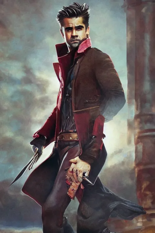 Image similar to Colin Farrell has Gambit In the style of Serge Marshennikov