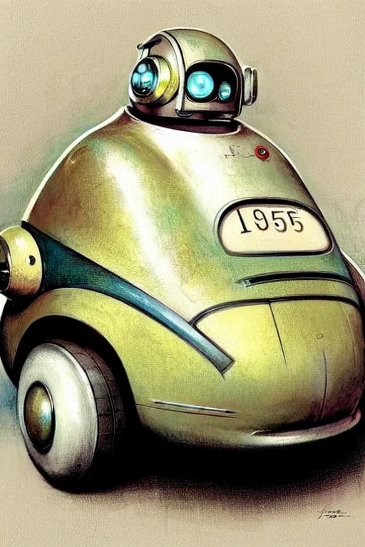 Image similar to ( ( ( ( ( 1 9 5 0 s retro future android robot fat robot mouse car. muted colors., ) ) ) ) ) by jean - baptiste monge,!!!!!!!!!!!!!!!!!!!!!!!!!