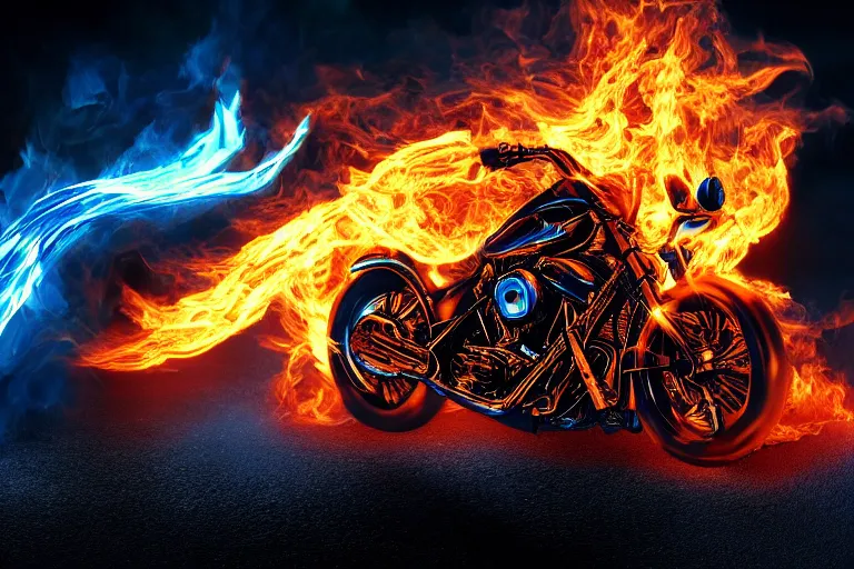 Prompt: Ghost Rider, blue flames, headshot photo, dramatic lighting, highly stylized, high-quality wallpaper, desktopography