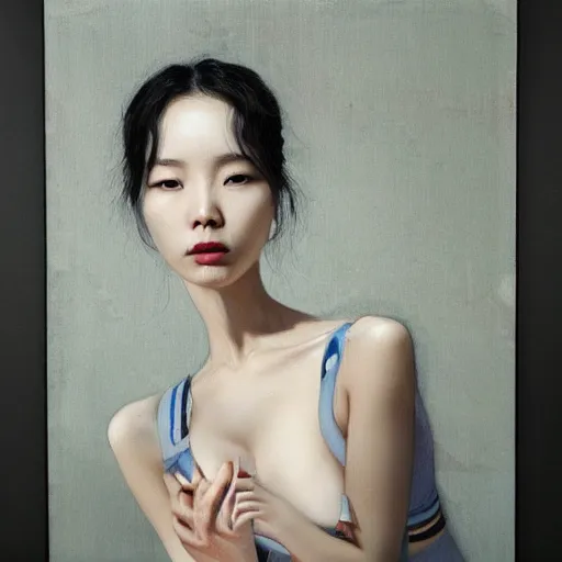 Image similar to Lee Jin-Eun by James Jean, rule of thirds, seductive look, beautiful
