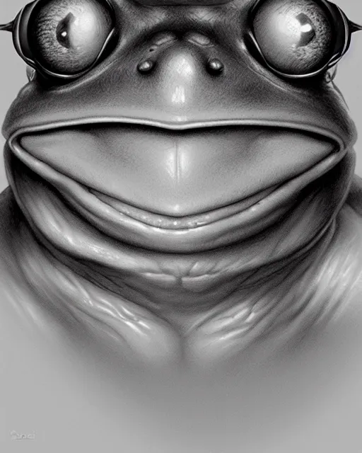 Prompt: semi realistic portrait of an anthropomorphic frog by Stanley Artgerm Lau, WLOP, Rossdraws, James Jean, Andrei Riabovitchev, Marc Simonetti, and Sakimichan, trending on artstation