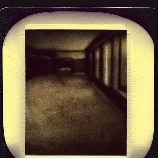Prompt: polaroid photo of sinister mental asylum disturbing dark