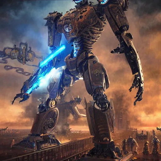 Prompt: pacific rim robots standing in a battlefield, steam punk, 70's sci-fi, extremely detailed digital painting, in the style of Fenghua Zhong and Ruan Jia and Jermy lipking and peter mohrbacher, mystic colors, highly detailed, deep aesthetic, 8k, highly ornate intricate details, cinematic lighting, rich colors, digital artwork, ray tracing, hyperrealistic, photorealistic, cinematic landscape, trending on artstation,