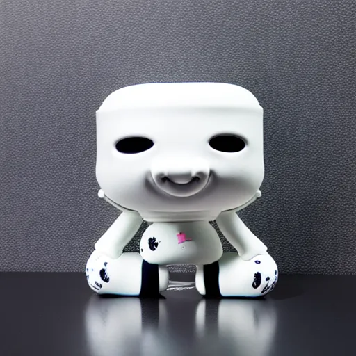 Image similar to an all white art vinyl figure with a microwave oven for a head, in the style of kidrobot, sket - one x iamretro, kenny wong x pop mart, space molly, frank kozik, guggimon, studio lighting, subsurface diffusion, 8 k - h 7 6 8