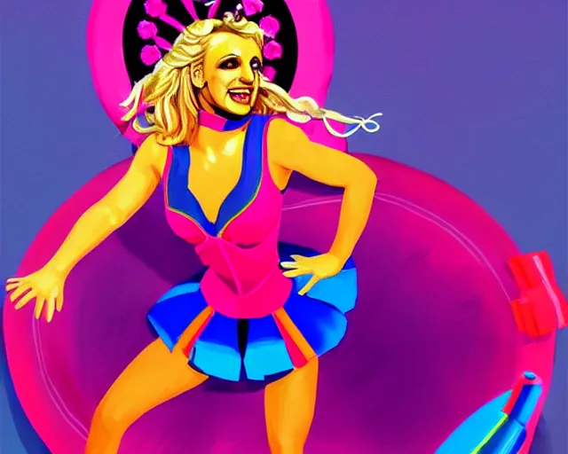 Image similar to britney spears as a cancan dancer in art deco style, hyper realistic, artstation, illustration, digital paint, matte paint, vivid colors, bright, cheerful, detailed and intricate environment