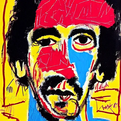 Image similar to frank zappa drawn by basquiat