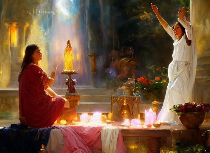 Image similar to a priestess casting a divine healing spell by vladimir volegov and alexander averin and delphin enjolras and daniel f. gerhartz