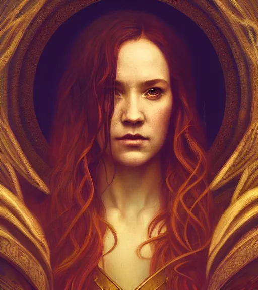 Image similar to riveting seductive oracle of delphi portrait, mysterious atmospheric lighting, painted, intricate, volumetric lighting, beautiful, rich deep colours masterpiece, golden hour, sharp focus, ultra detailed, by leesha hannigan, ross tran, thierry doizon, kai carpenter, ignacio fernandez rios
