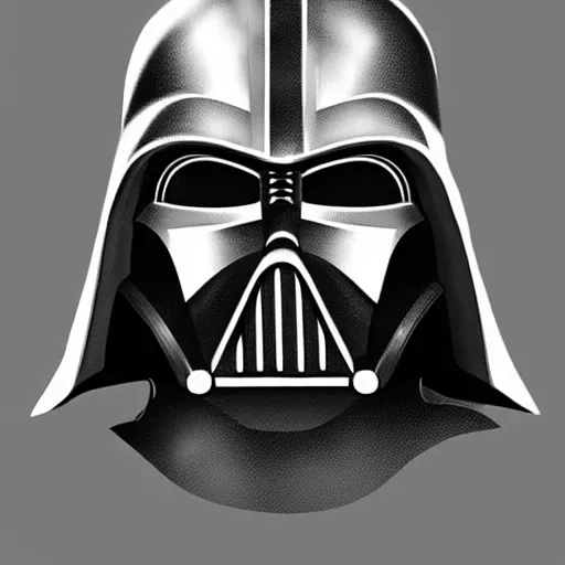 Prompt: a mix of darth vader's helmet and storm troopers helmet. concept art, trending on art station.