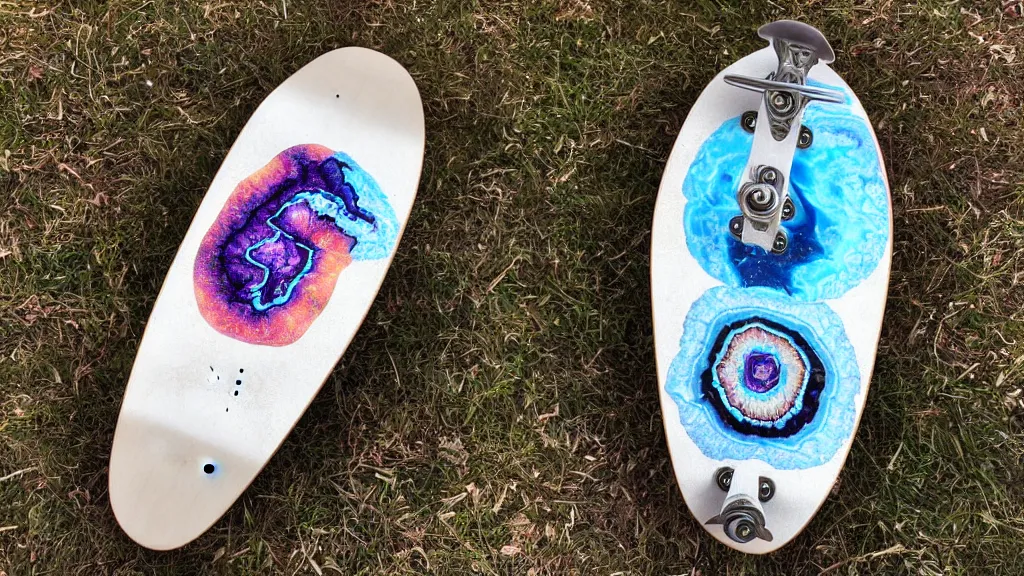 Image similar to skateboard with a geode decal