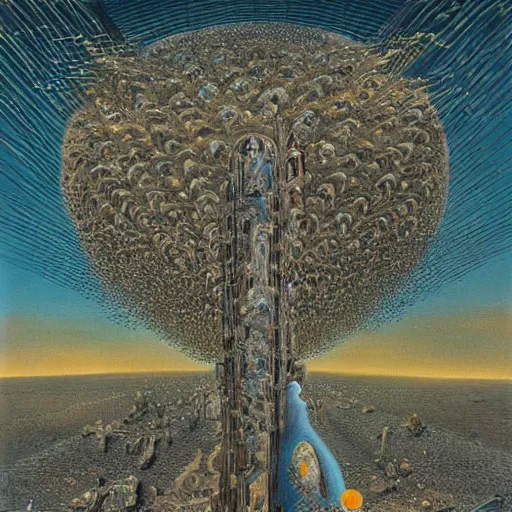 Image similar to an endless city. birds fly overhead. murmuration, it goes in forever, dreamscape masterpiece. salvador dali, highly detailed. barlowe. 8 k.