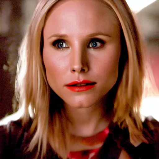 Image similar to beautiful portrait of Kristen Bell in Veronica Mars (2004), highlydetailed, colorful, artistic, 8k, amazing lighting, amazing composition, highly detailed face