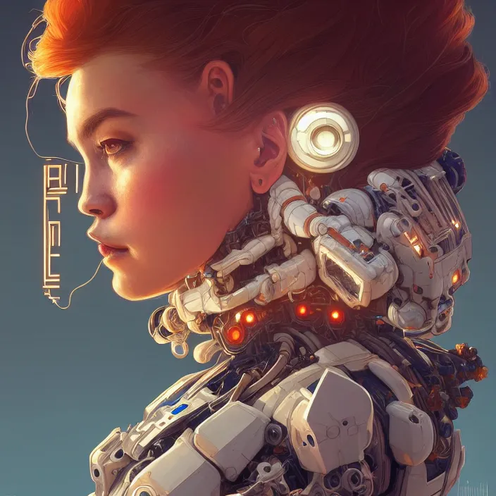 Image similar to symmetry!! portrait of a robot astronaut, floral! horizon zero dawn machine, intricate, elegant, highly detailed, digital painting, artstation, concept art, smooth, sharp focus, illustration, art by artgerm and greg rutkowski and alphonse mucha, 8 k