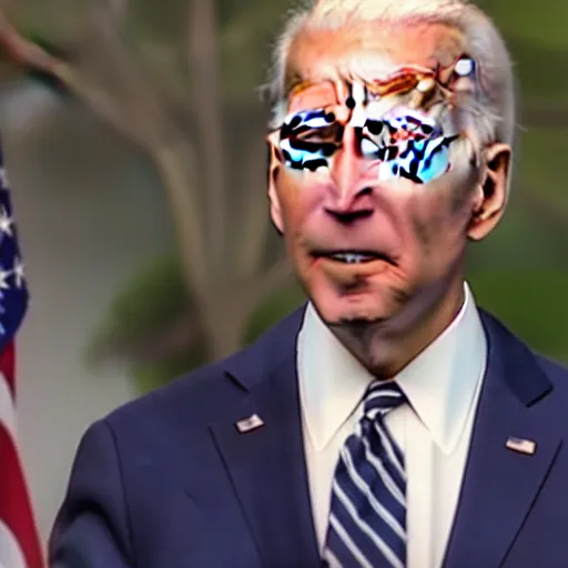 Image similar to a closeup photo of concerned Joe Biden lost in the jungle