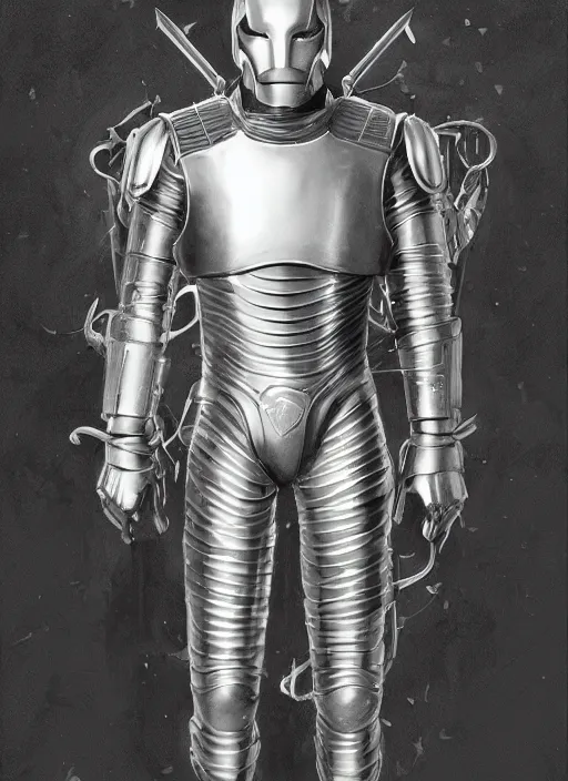 Prompt: powerful male tin man, christian bale as tinman, full body character concept, covered in full metal armor, plating, art nouveau, super powers, fantasy, intricate, elegant, highly detailed, digital painting, artstation, concept art, shining, sharp focus, illustration, art by stanley lau