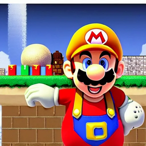 Image similar to super mario as carl johnson face