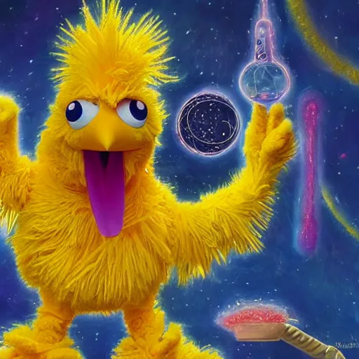 Image similar to big bird as a cosmic eldritch horror