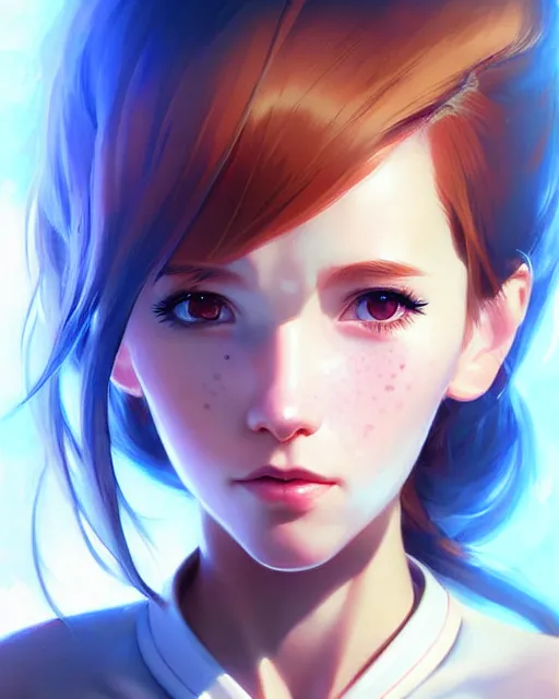 Prompt: portrait Anime space cadet girl Anna Lee Fisher anime cute-fine-face, pretty face, realistic shaded Perfect face, fine details. Anime. realistic shaded lighting by Ilya Kuvshinov Giuseppe Dangelico Pino and Michael Garmash and Rob Rey, IAMAG premiere, aaaa achievement collection, elegant freckles, fabulous