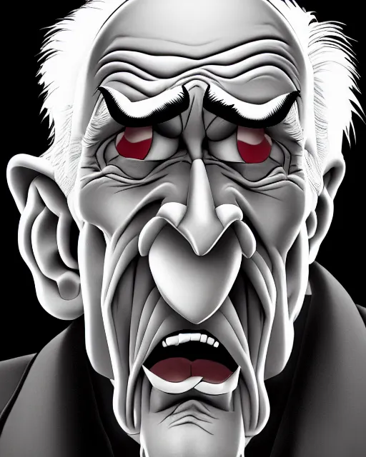 Image similar to sinister old man character portrait, by don bluth, highly detailed, dynamic shadows, 4 k, wallpaper - 1 0 2 4