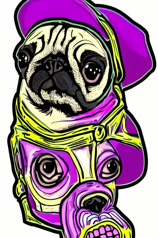 Image similar to portrait of a pug skeletor, sticker, colorful, illustration, highly detailed, simple, smooth and clean vector curves, no jagged lines, vector art, smooth