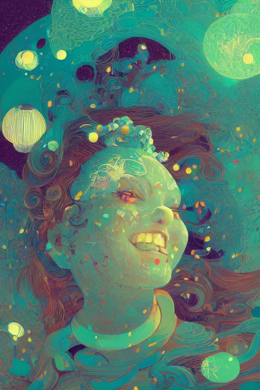 Prompt: Beautiful artwork of a gorgeous floating smile artstation winner by Victo Ngai, Kilian Eng and by Jake Parker, vibrant colors, winning-award masterpiece, fantastically gaudy, aesthetic octane render, 8K HD Resolution
