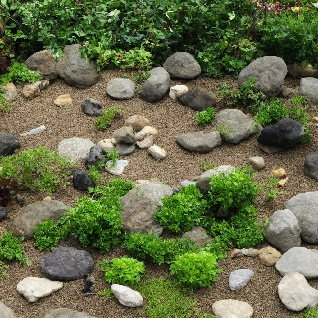 Prompt: a naturalist zen garden