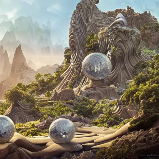 Image similar to modular modernist bauhaus jeff koons style neverending story canyon temple, ultra realistic, concept art, intricate details, serious, highly detailed, photorealistic, octane render, 8 k, unreal engine, art by todd mcfarlane and artgerm and greg rutkowski and alphonse mucha