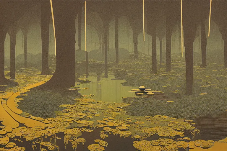 Prompt: a serene landscape by Dan McPharlin Ivan Bilibin Zhang Kechun