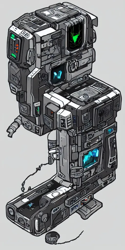 Prompt: an extremely complex and advanced cyberpunk gameboy, style of Aperture Science