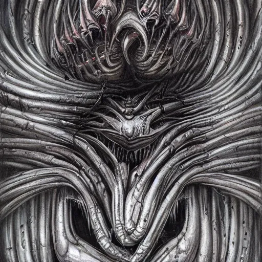 Image similar to chaos queen quelaag by hr giger, hd, hyper detailed, 4 k - h 6 4 0