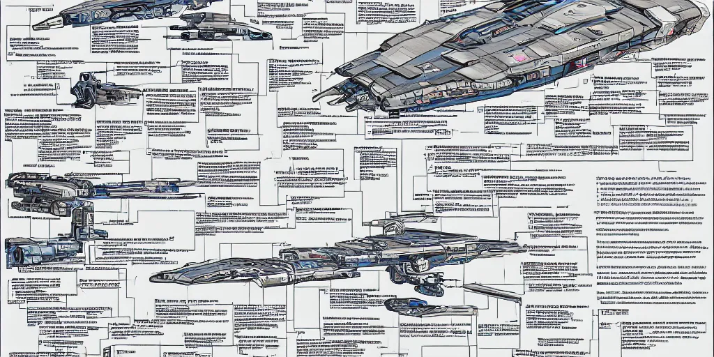 Prompt: detailed infographic blueprint of a messenger spaceship in the style of eve online