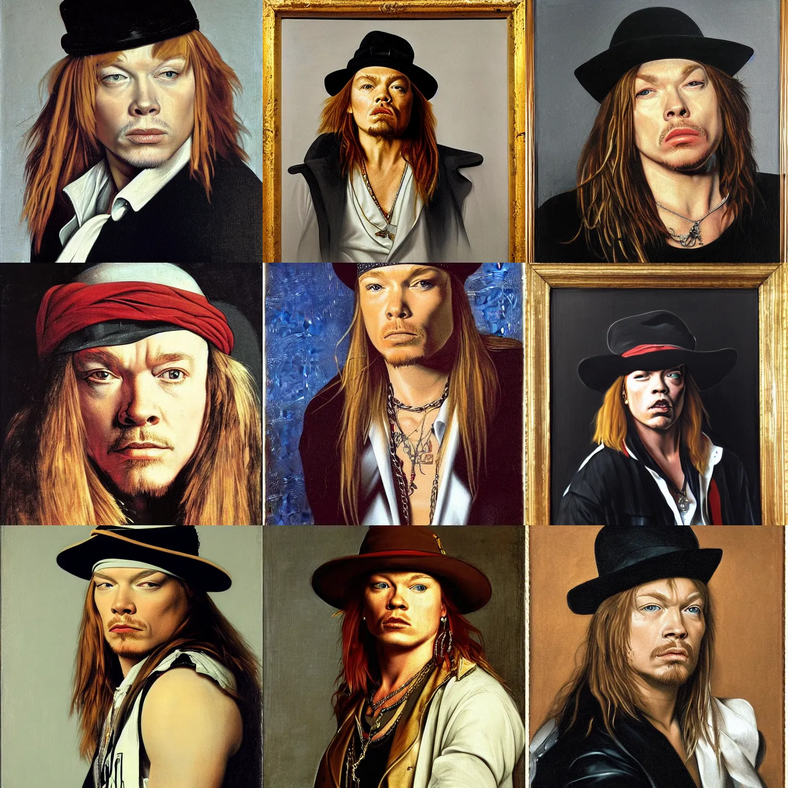 Prompt: a portrait of axl rose by caravaggio