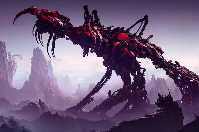 Prompt: wide epic shot. a hyper detailed bristleback evangelion realistic mechanical and organic creature similar look as horizon forbidden west horizon zero dawn, bioluminiscence in a dark deep forest at dawn in spring, with reflection and textures, by kilian eng, substance painter reaslitic mech surface metal painted scratches, world env from horizon forbidden west horizon zero dawn