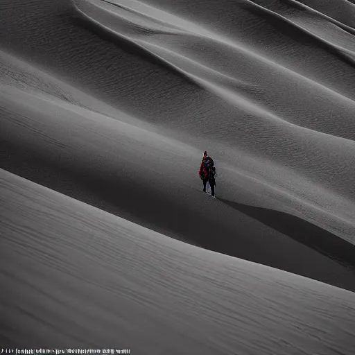 Image similar to Stilgar gazing at Sietch Tabr, from Dune 2021, XF IQ4, f/1.4, ISO 200, 1/160s, 8K, RAW, unedited, symmetrical balance, in-frame