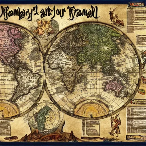 Image similar to dungeons and dragons world map of crandalthyl old, detailed, worn, dusty, ink